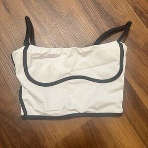 White sports bra with Black Trim